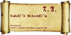 Kabók Nikodém névjegykártya